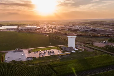 Aerial view of Golden Spike Tower in North Platte NE 