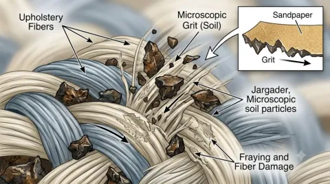 Diagram illustrating fiber damage from soil