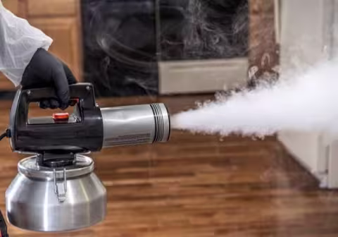 Thermal fog used to deodorize and fire damaged home