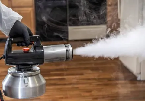 Thermal fog used to deodorize and fire damaged home