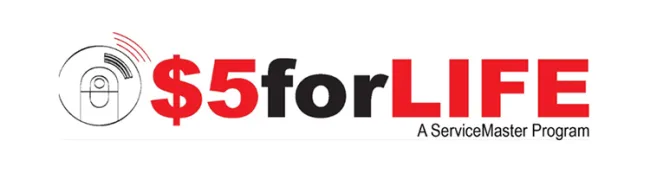 Logo reading $5 for Life: a ServiceMaster program