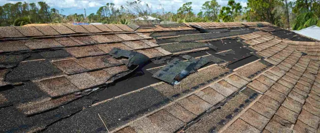 roof damaged from a storm