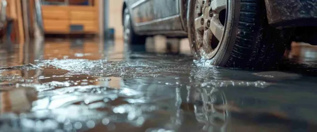 Flooded garage floor