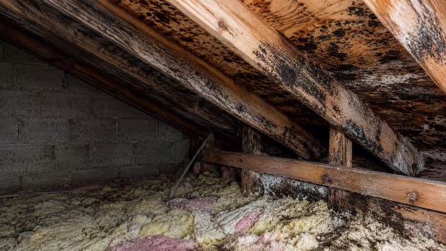 Black mold on attic rafters and sheething