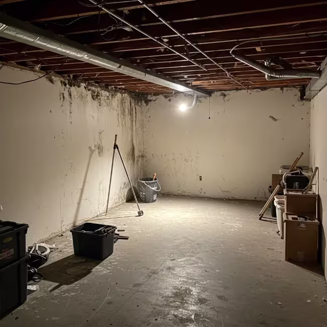 Basement mold growth after winter leaks