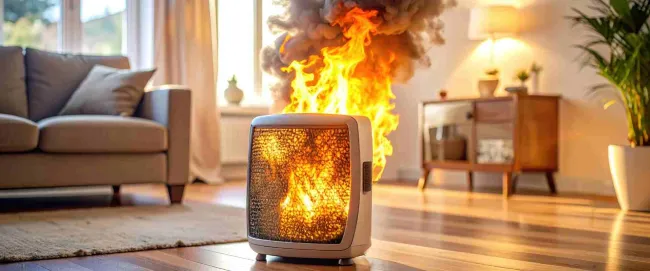 Space heater on fire