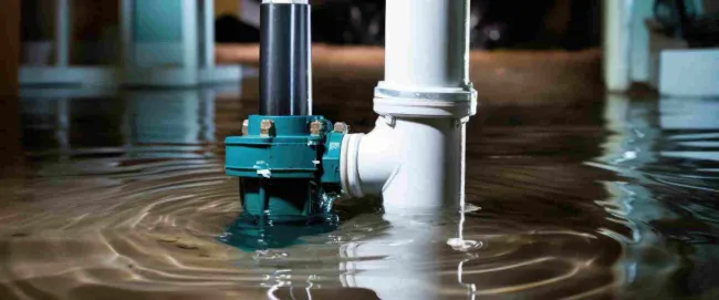 sump pump in pool of water