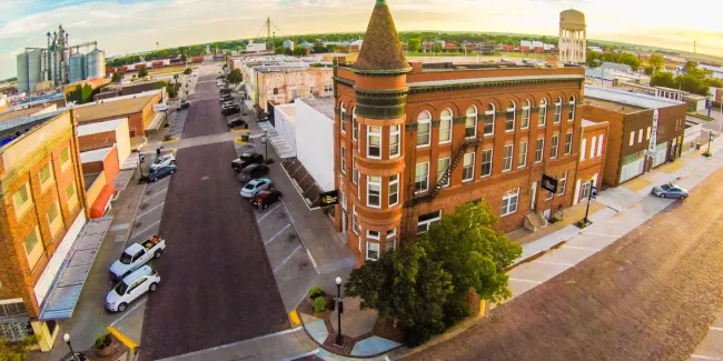 Aerial view of downtown Lexington, NE