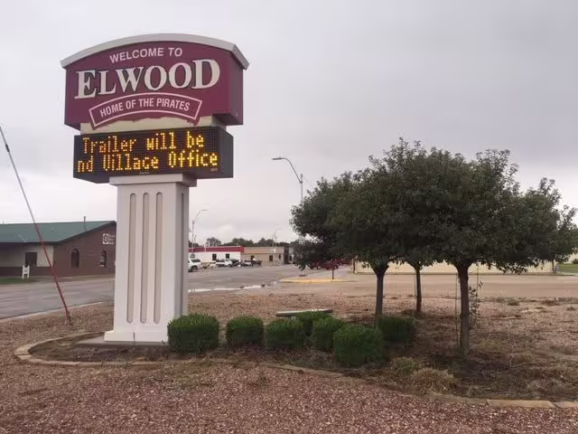 Elwood marquee sign on north side of town 