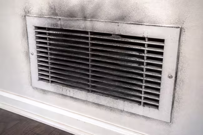 Soot accumulation on residential return air register