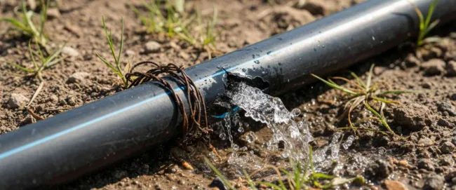 broken commercial irrigation pipe
