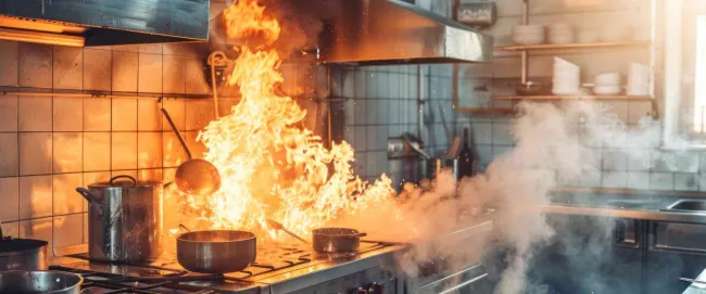 fire on kitchen stove from orange storm flames