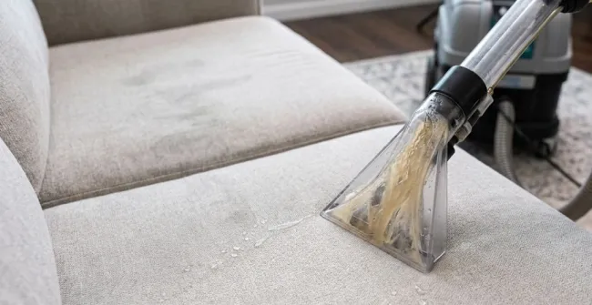 Dirty water shown running through a clear upholster extraction tool