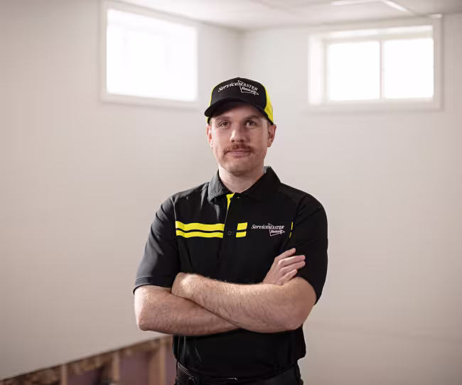 servicemaster restore technician standing in a home