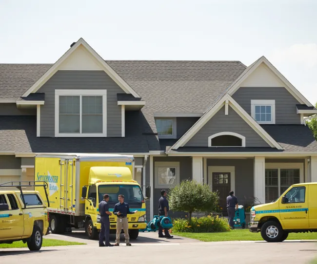 servicemaster restore vehicles parked outside of a home