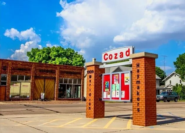 Cozad Sign in downtown Cozad, NE