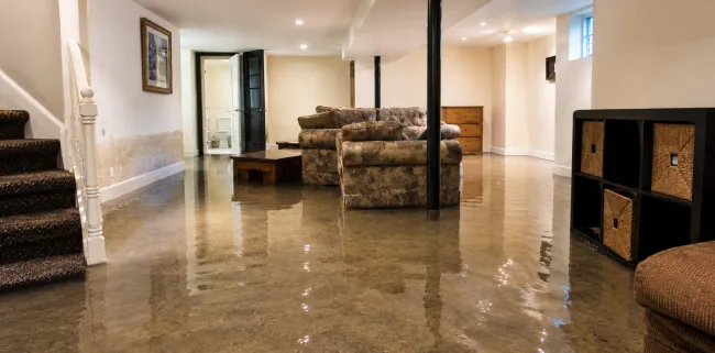 Finished and fully furnished basement flooded with CAT 3 water