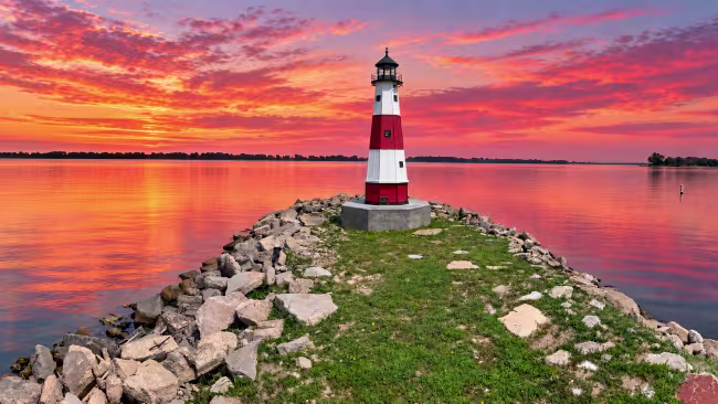 Lighthouse Point Johnson Lake NE at sunrise
