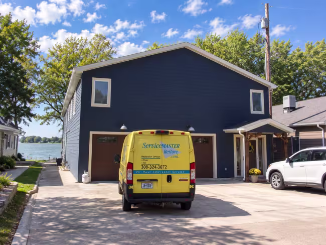 ServiceMaster Van Parked in residential driveway at Northeast Cove, Johnson Lake,NE