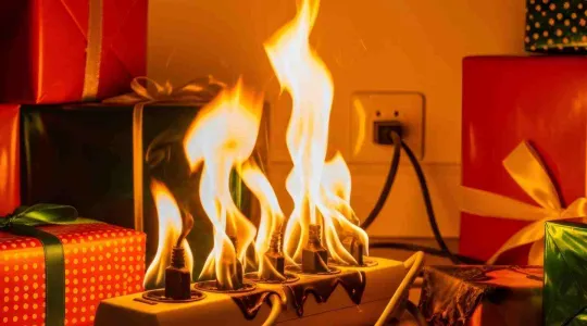 Electrical fire from overloaded powerstrip