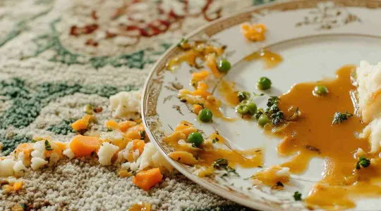 food spilled on carpeting