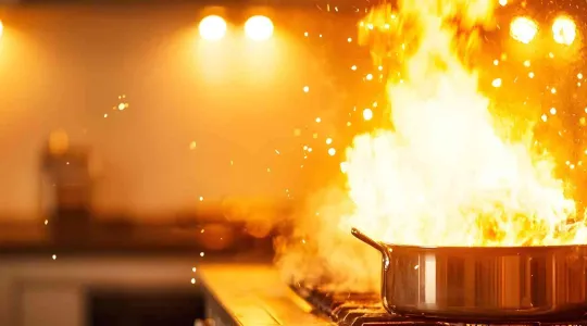 grease fire in kitcheb