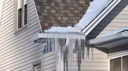 snow melt on house