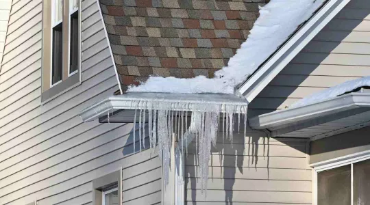 snow melt on house