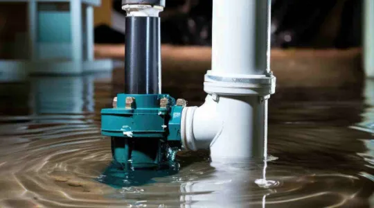 sump pump emersed in water