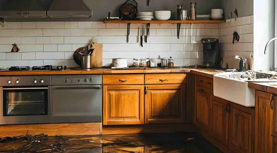 water damaged kitchen cabinets