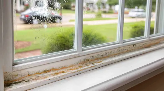 water damage on window 