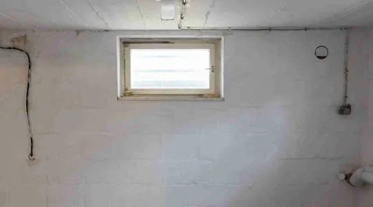 white basement wall