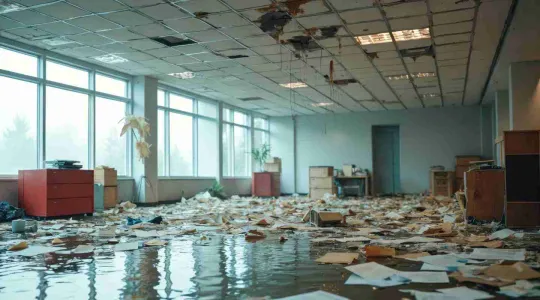 water damaged commercial building