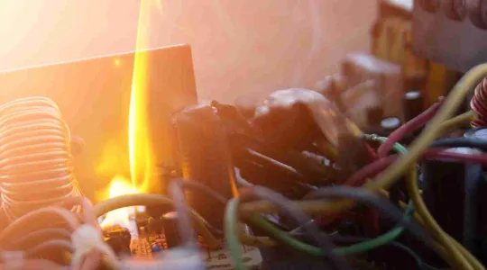 Electrical fire from overloaded powerstrip
