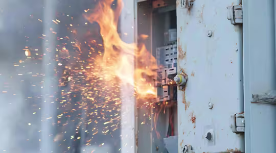 fire in older home electric panel