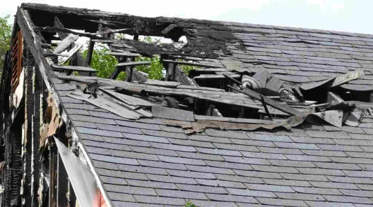 fire damaged roof