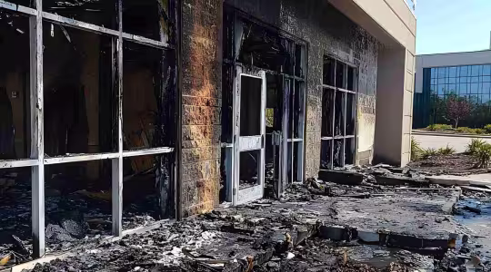 fire damaged building