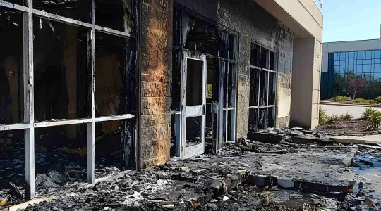 fire damaged building