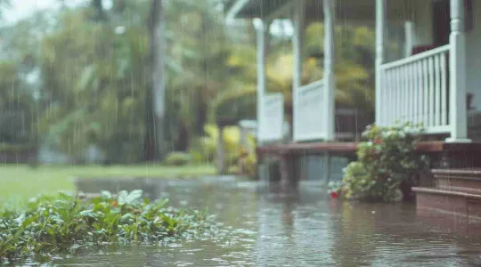 flooded front lawn