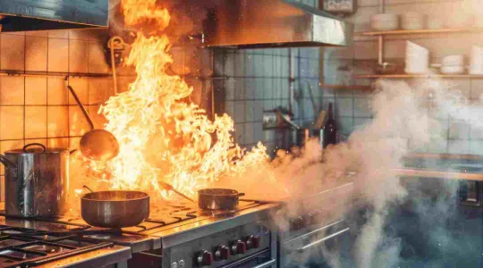 small kitchen fire on a stove
