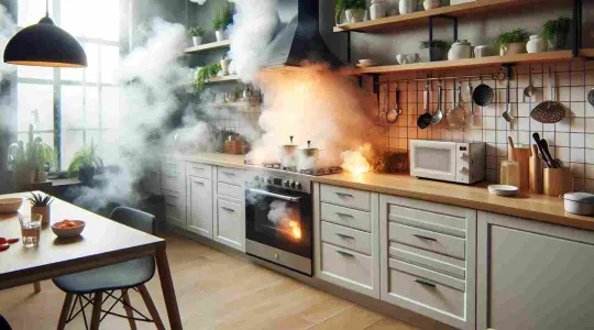 fire in kitchen on the stove