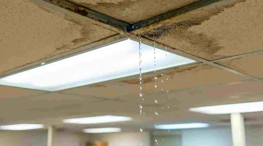 ceiling tiles leaking in a commercial building