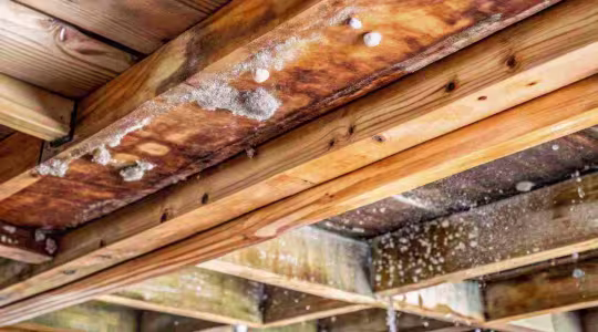 crawl space with water coming from the ceiling