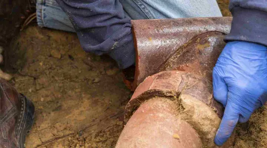aging sewer line being worked on