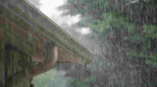 heavy spring rain on roof
