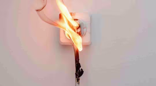 electrical outlet in fire
