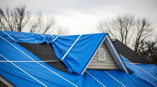 Tarping and board-up services after an OKC disaster