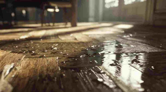water damage on wood floor