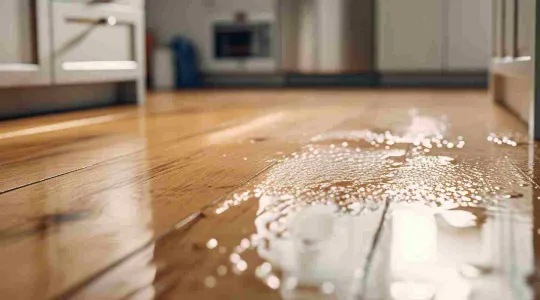 water damage on wood floor