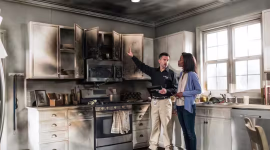 Smoke damage in kitchen